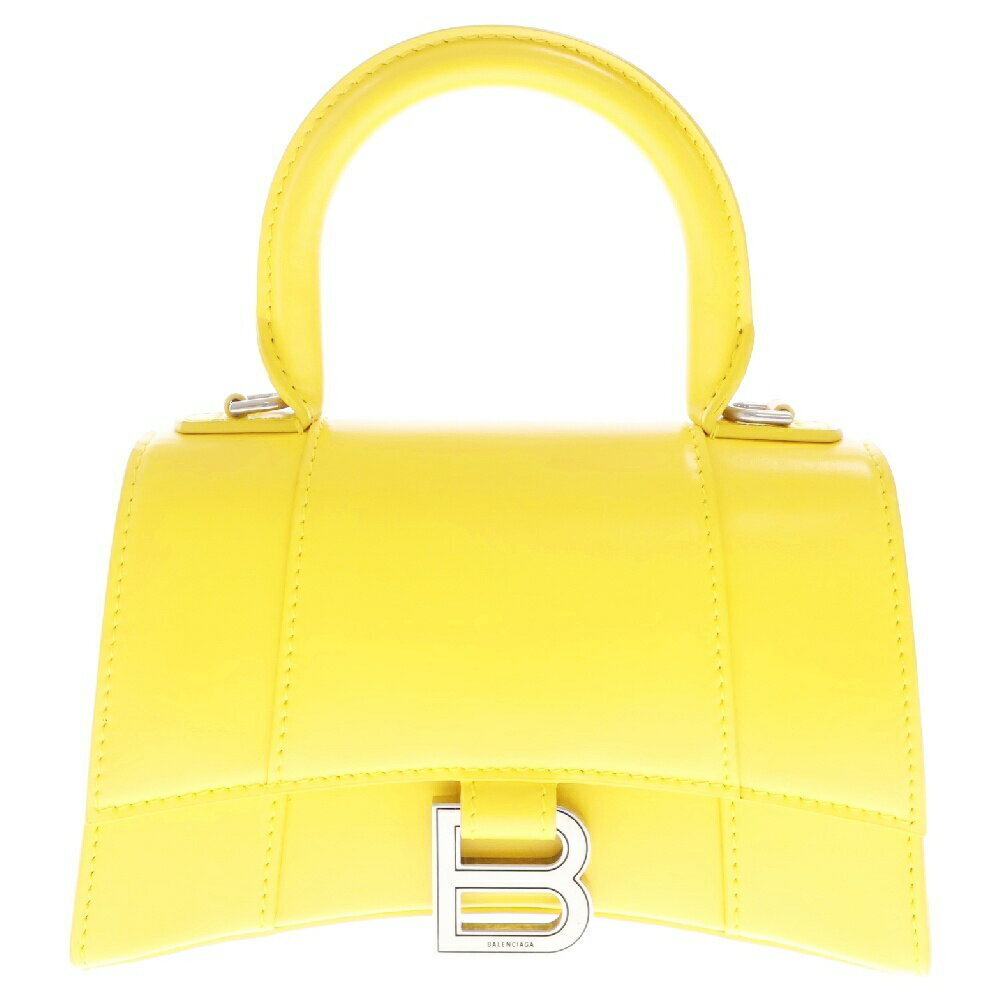 BALENCIAGA Hourglass Yellow Leather Shoulder Handbag